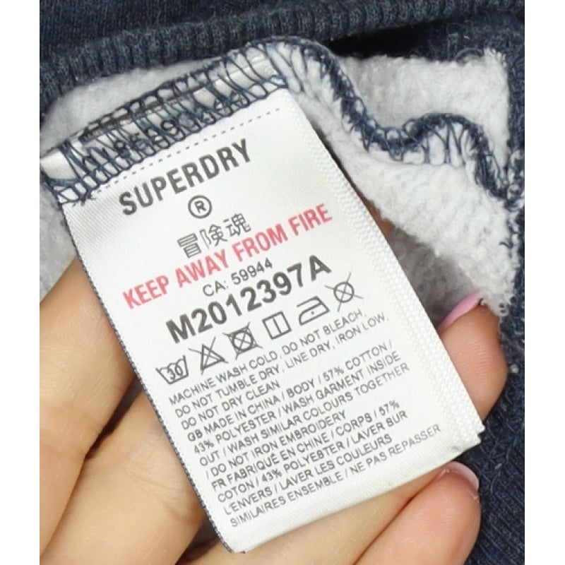 Superdry Men’s Blue L Crew Neck Logo Fleece Pullover Sweatshirt