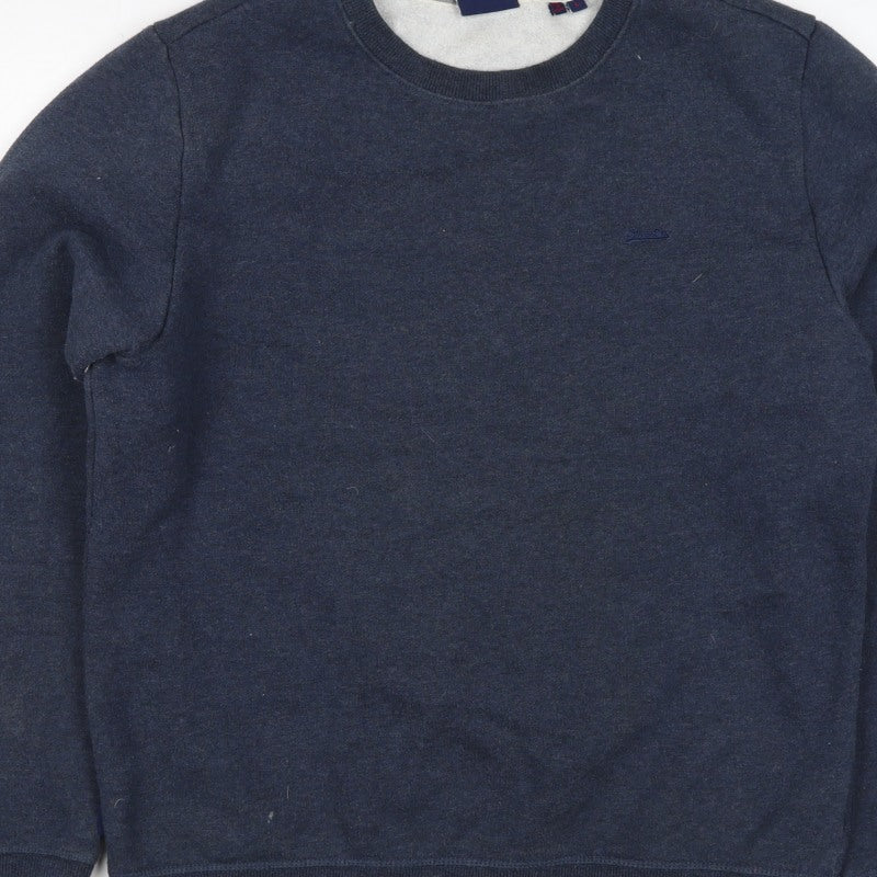Superdry Men’s Blue L Crew Neck Logo Fleece Pullover Sweatshirt