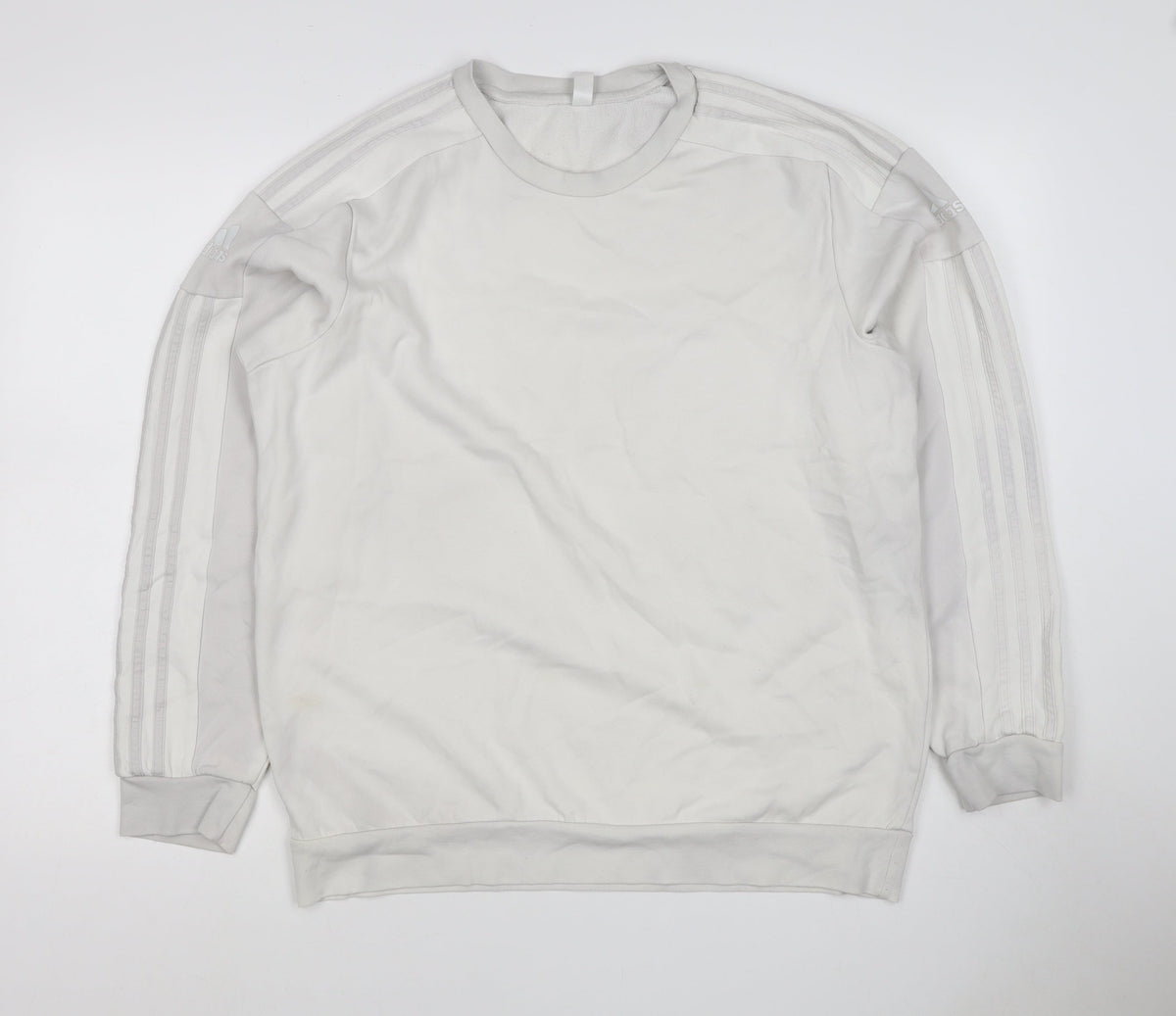 Adidas Men’s White M 3-Stripes Crew Neck Pullover Sweatshirt
