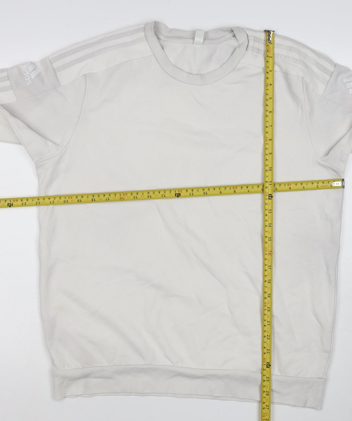Adidas Men’s White M 3-Stripes Crew Neck Pullover Sweatshirt
