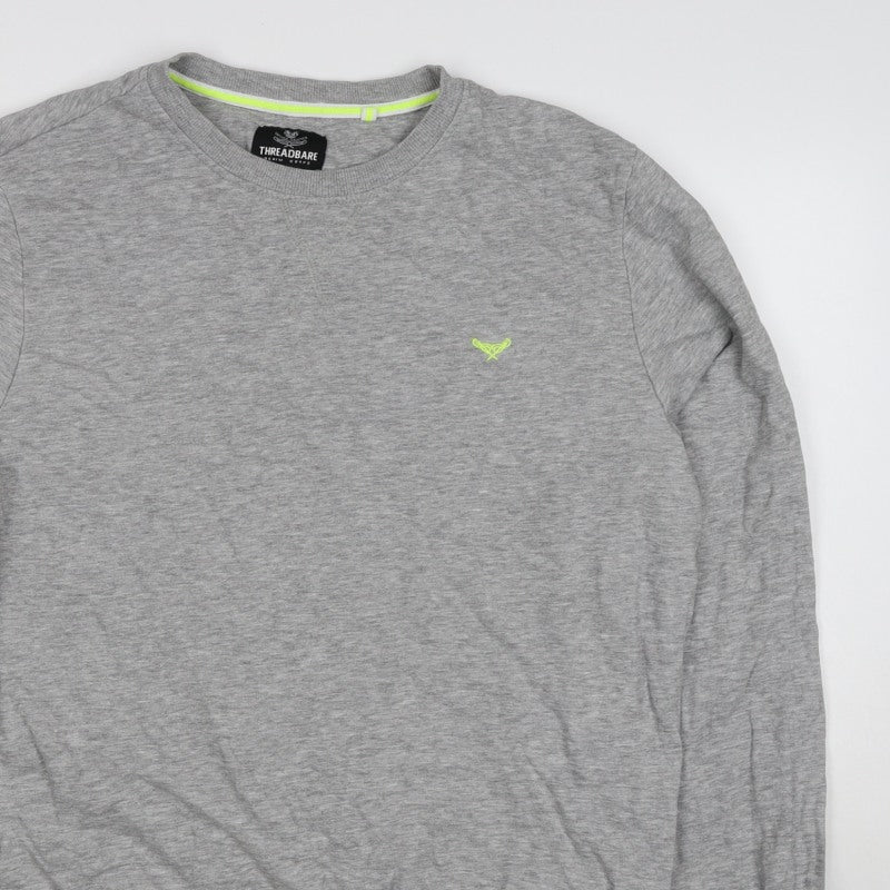 Threadbare Men’s Grey L Crew Neck Embroidered Logo Pullover Sweatshirt