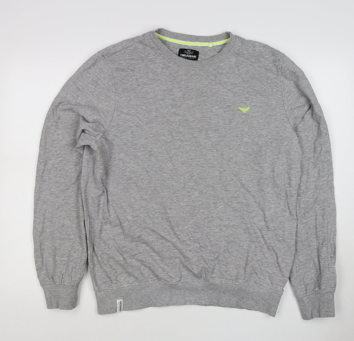 Threadbare Men’s Grey L Crew Neck Embroidered Logo Pullover Sweatshirt