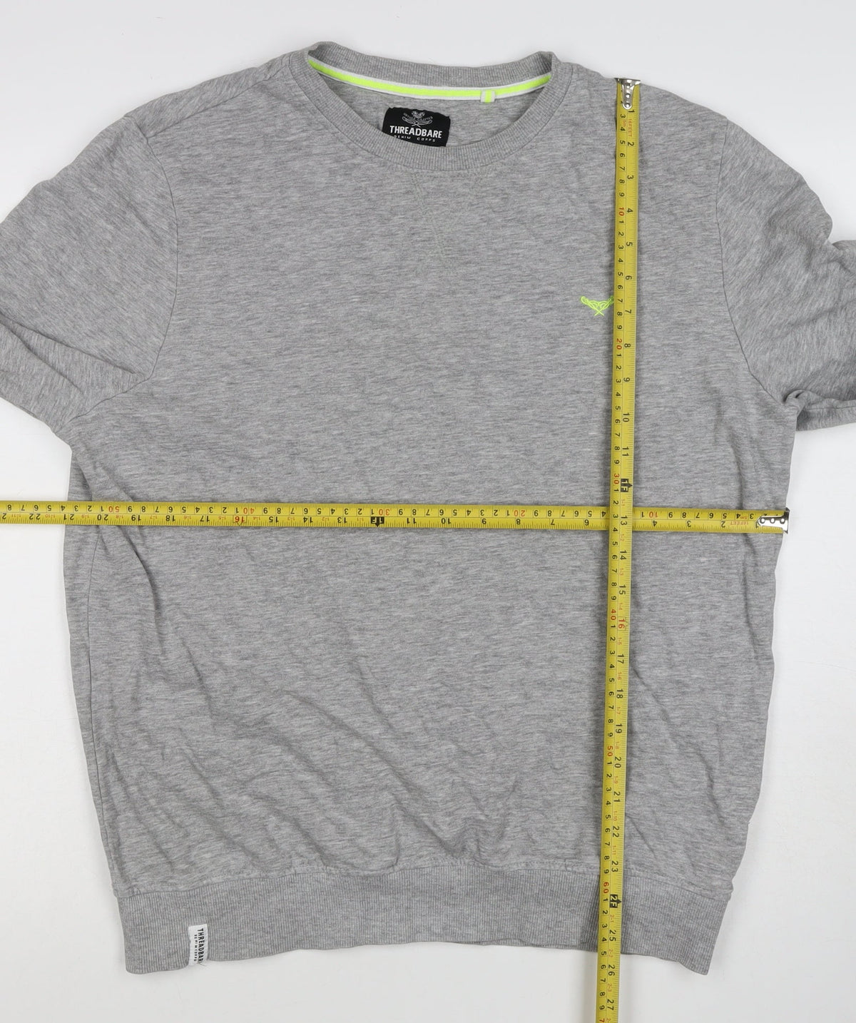 Threadbare Men’s Grey L Crew Neck Embroidered Logo Pullover Sweatshirt