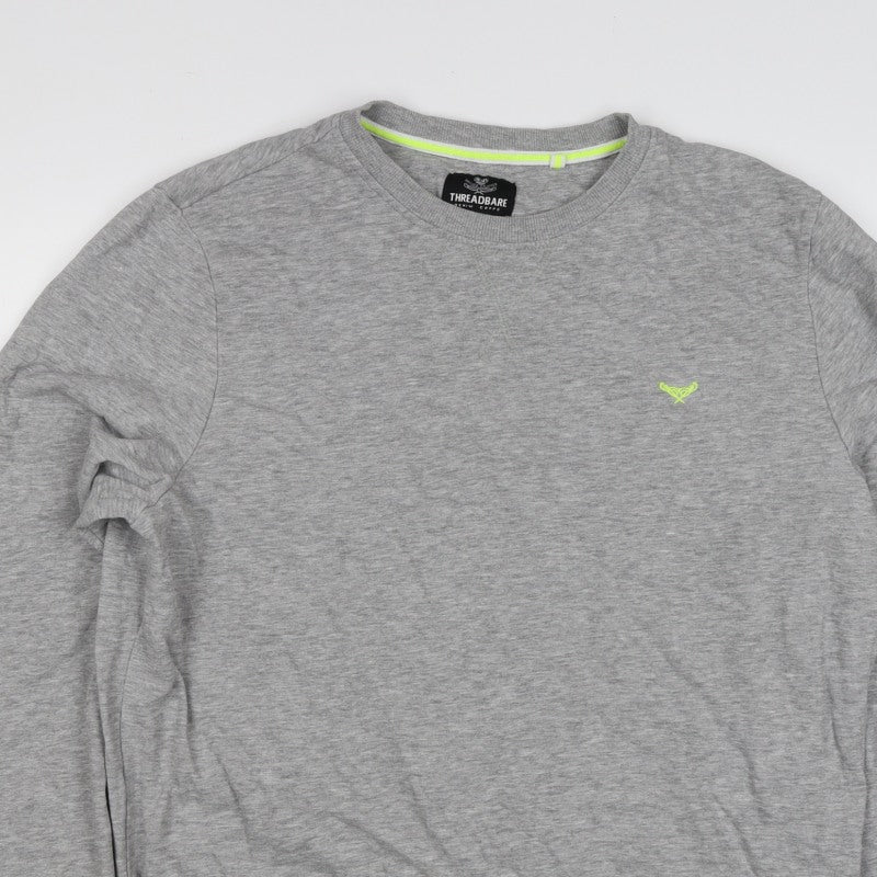 Threadbare Men’s Grey L Crew Neck Embroidered Logo Pullover Sweatshirt