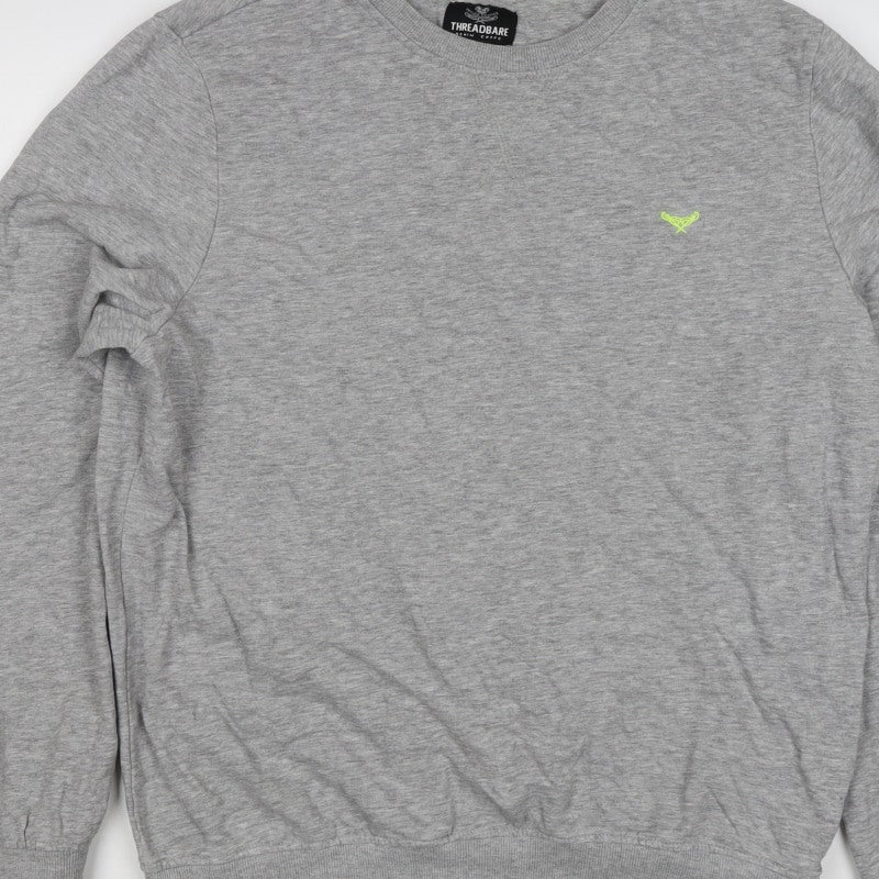 Threadbare Men’s Grey L Crew Neck Embroidered Logo Pullover Sweatshirt
