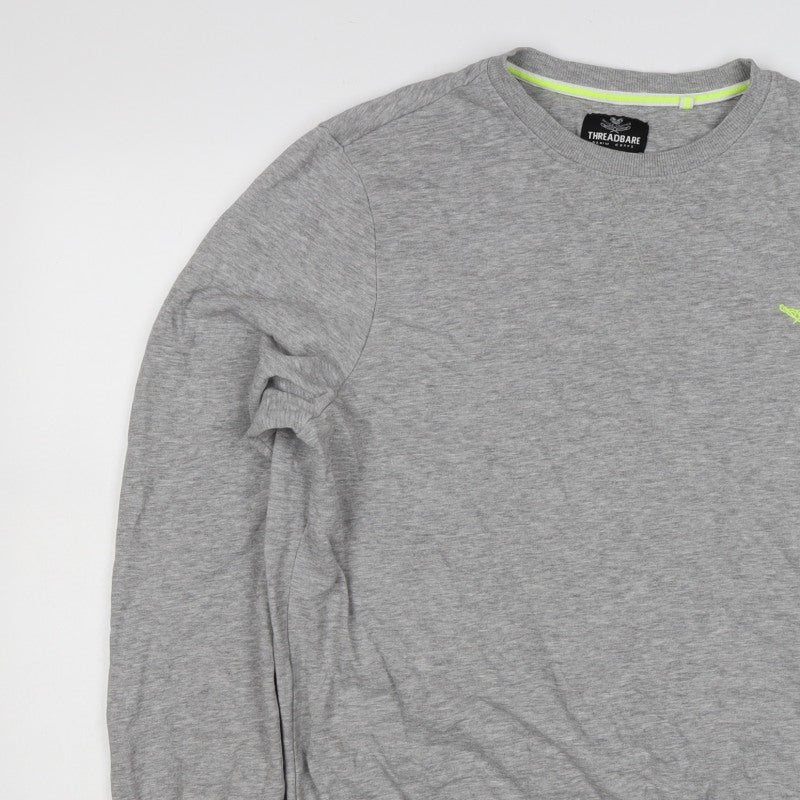 Threadbare Men’s Grey L Crew Neck Embroidered Logo Pullover Sweatshirt
