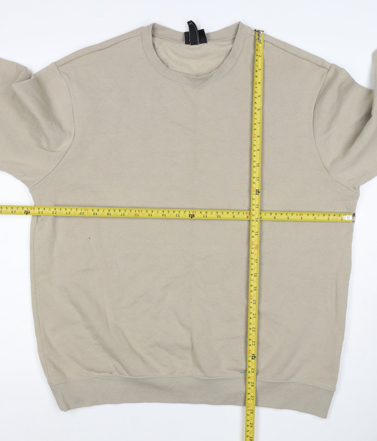 H&M Men’s Beige XL Crew Neck Pullover Fleece Sweatshirt
