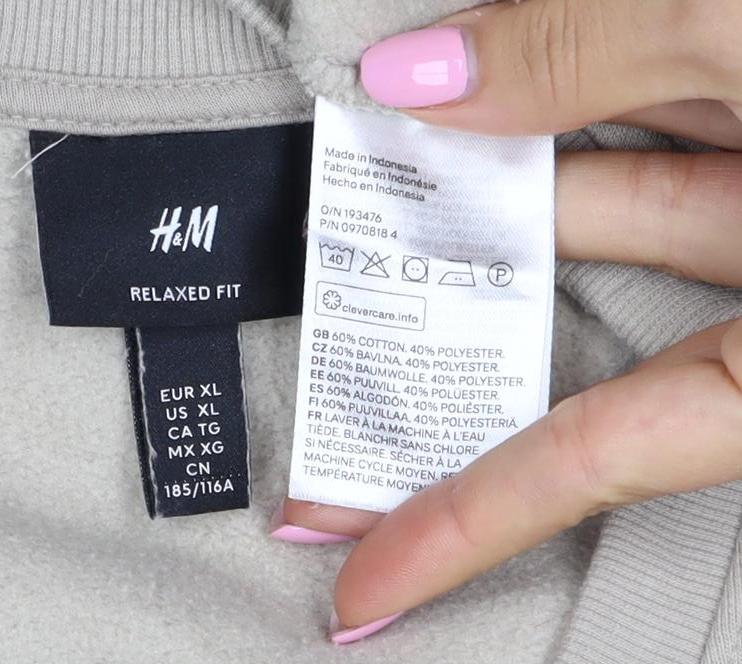 H&M Men’s Beige XL Crew Neck Pullover Fleece Sweatshirt