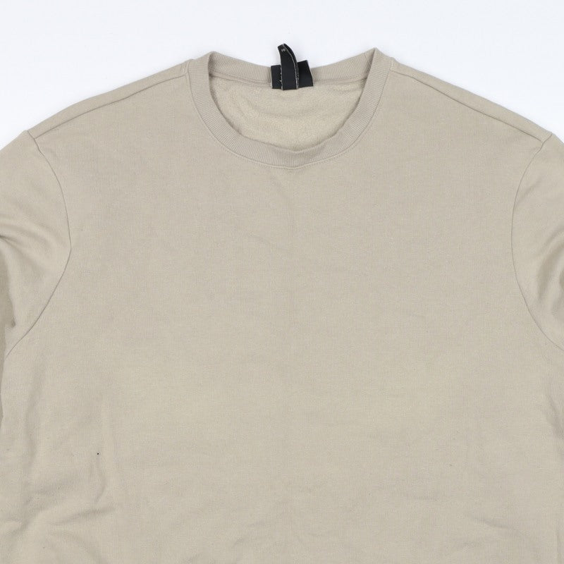 H&M Men’s Beige XL Crew Neck Pullover Fleece Sweatshirt