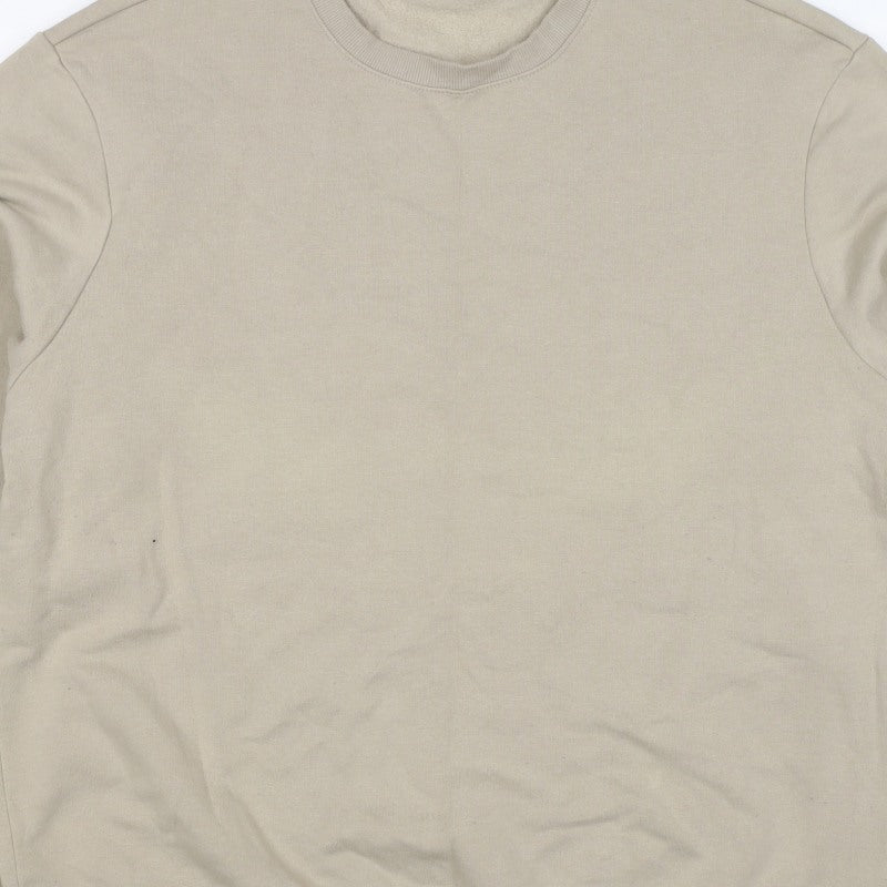 H&M Men’s Beige XL Crew Neck Pullover Fleece Sweatshirt