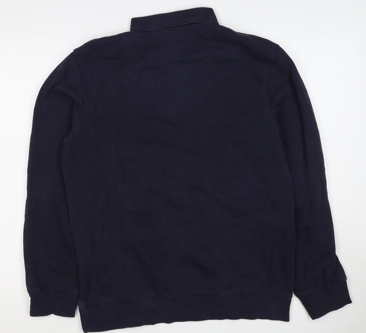 H&M Men's Navy S Regular Fit Collared Henley Button Sweatshirt