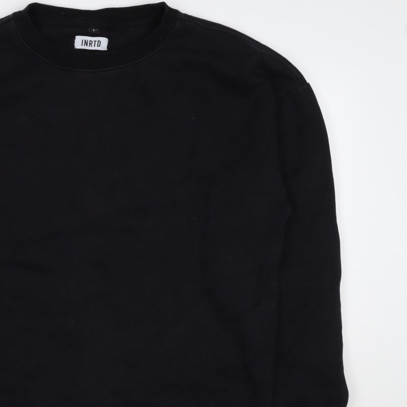 INRTD Men’s Black L Crew Neck Pullover Sweatshirt Long Sleeve