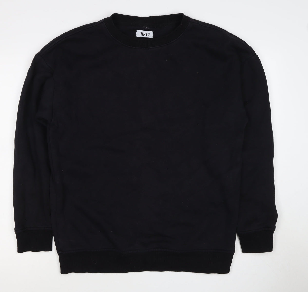 INRTD Men’s Black L Crew Neck Pullover Sweatshirt Long Sleeve
