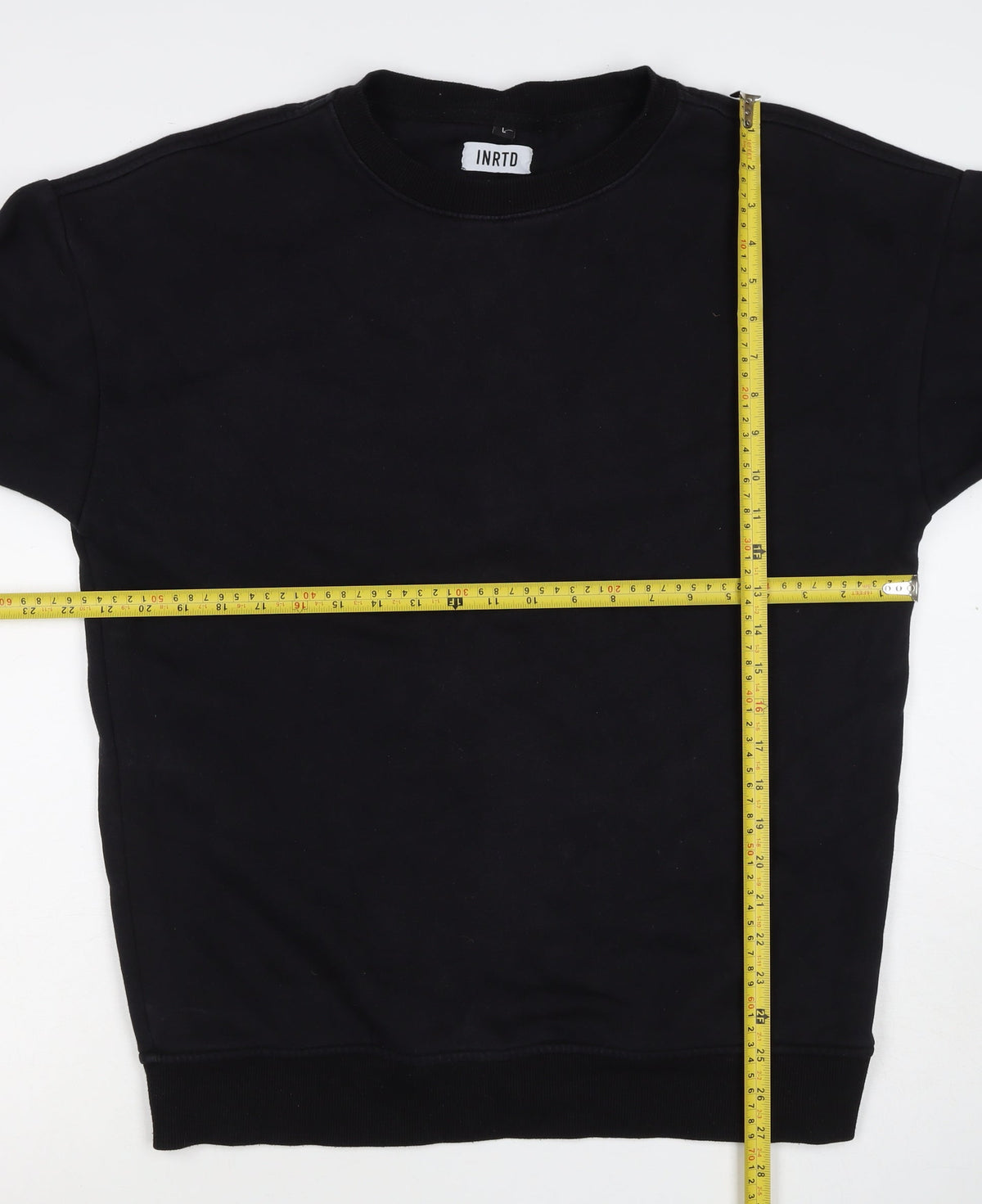 INRTD Men’s Black L Crew Neck Pullover Sweatshirt Long Sleeve