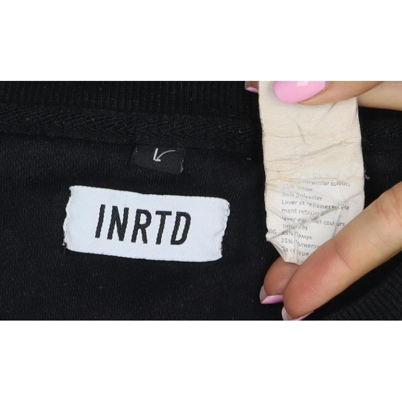 INRTD Men’s Black L Crew Neck Pullover Sweatshirt Long Sleeve
