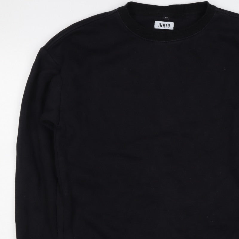 INRTD Men’s Black L Crew Neck Pullover Sweatshirt Long Sleeve
