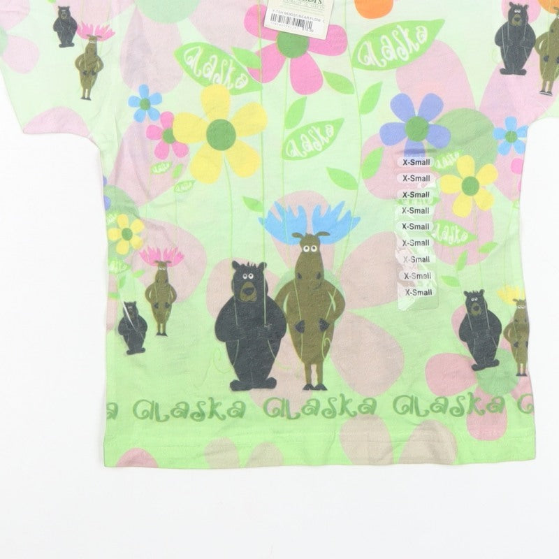 Sockeye Sam's Girls Multicoloured XS Basic Alaska Bear Floral T-Shirt