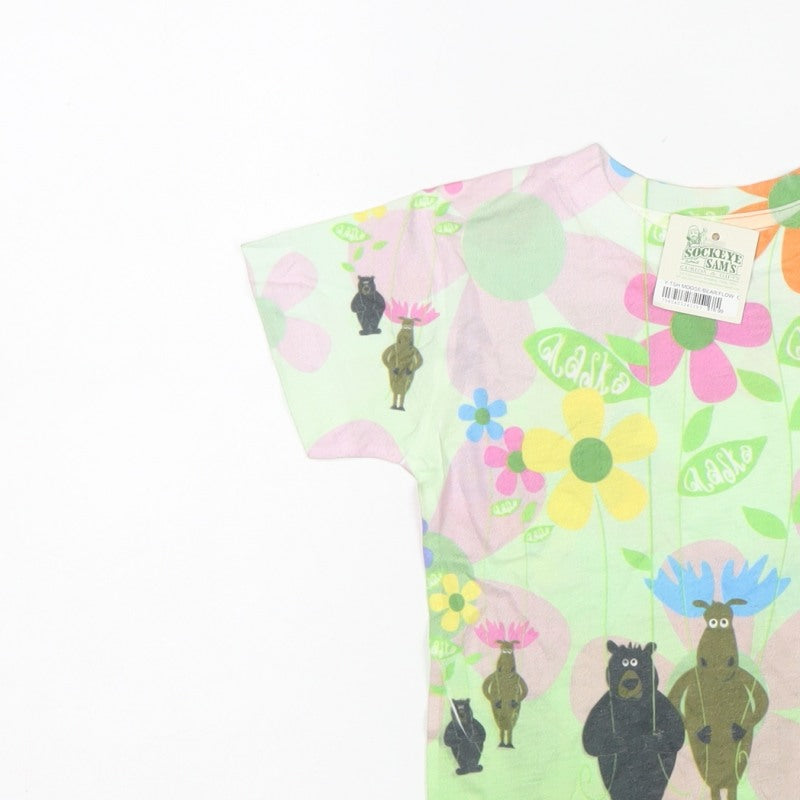 Sockeye Sam's Girls Multicoloured XS Basic Alaska Bear Floral T-Shirt
