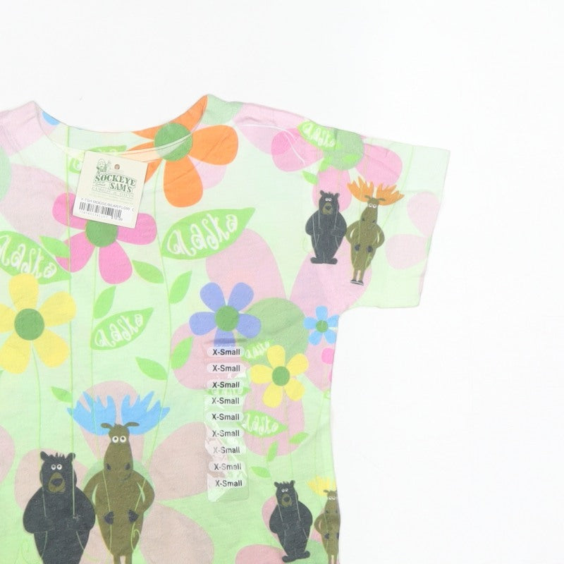 Sockeye Sam's Girls Multicoloured XS Basic Alaska Bear Floral T-Shirt
