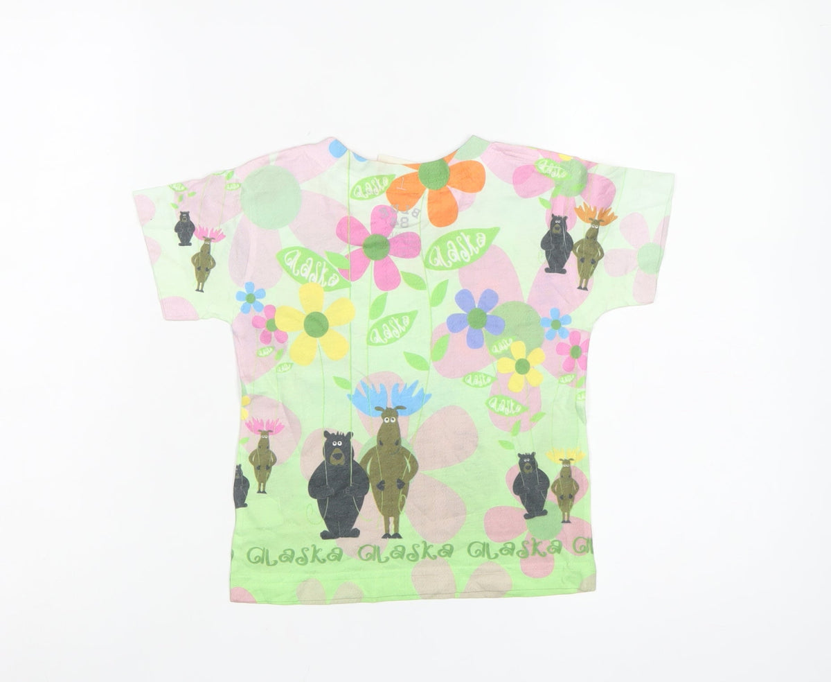 Sockeye Sam's Girls Multicoloured XS Basic Alaska Bear Floral T-Shirt