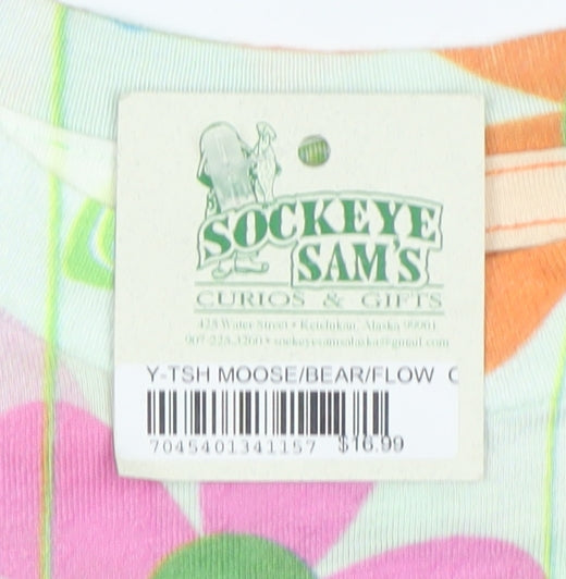 Sockeye Sam's Girls Multicoloured XS Basic Alaska Bear Floral T-Shirt