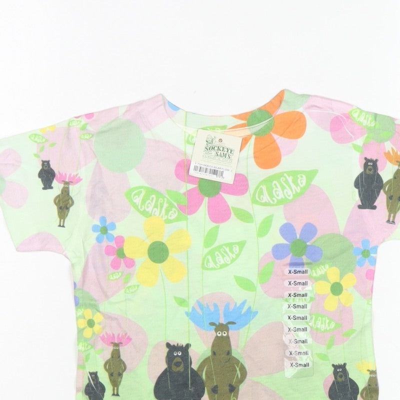 Sockeye Sam's Girls Multicoloured XS Basic Alaska Bear Floral T-Shirt