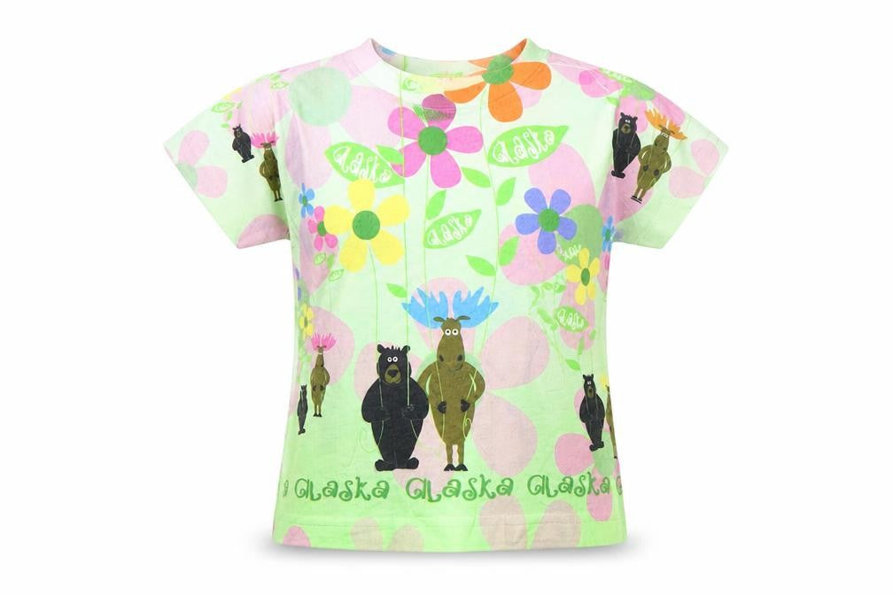 Sockeye Sam's Girls Multicoloured XS Basic Alaska Bear Floral T-Shirt