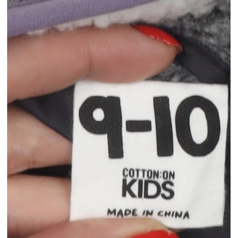 Cotton On Kids Girls Grey White Colourblock Fleece Zip Basic Jacket