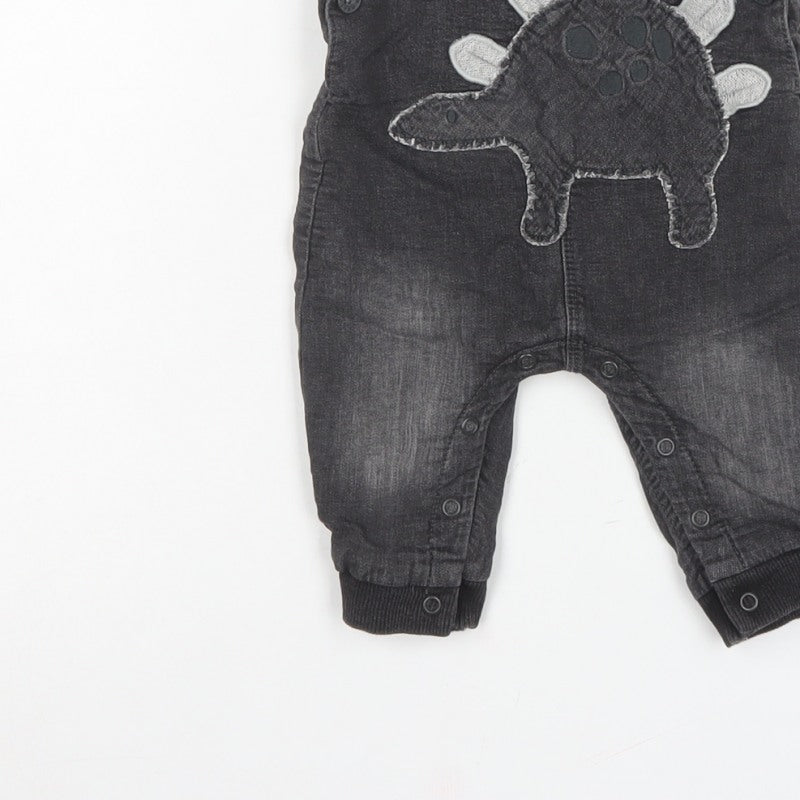 Next Unisex Baby Black 3-6 Months Dinosaur Denim Dungarees