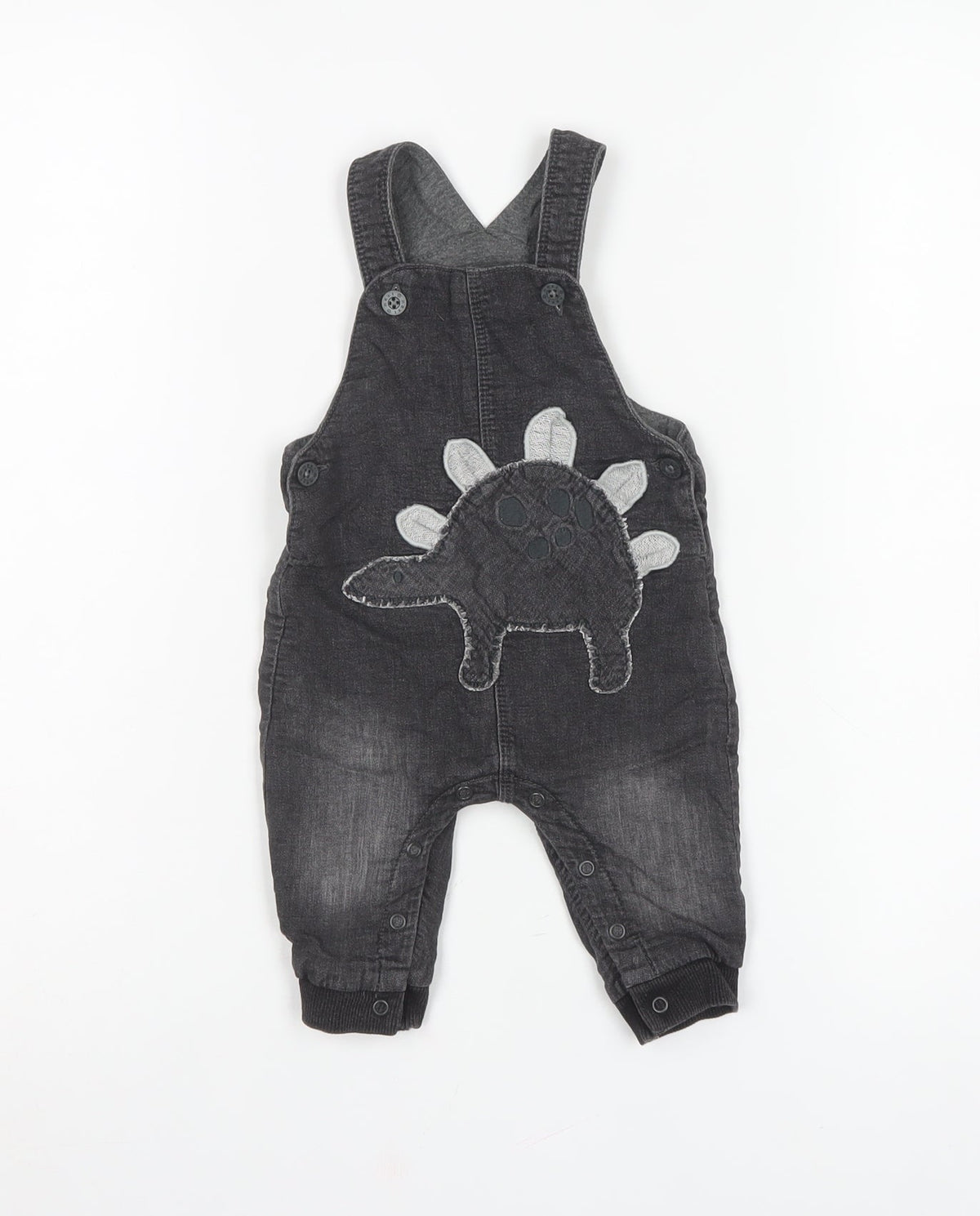 Next Unisex Baby Black 3-6 Months Dinosaur Denim Dungarees