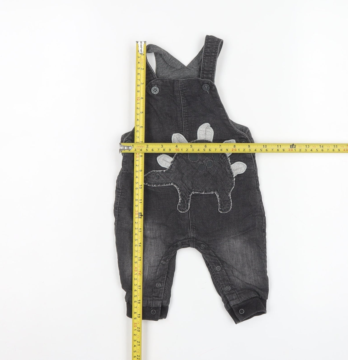 Next Unisex Baby Black 3-6 Months Dinosaur Denim Dungarees