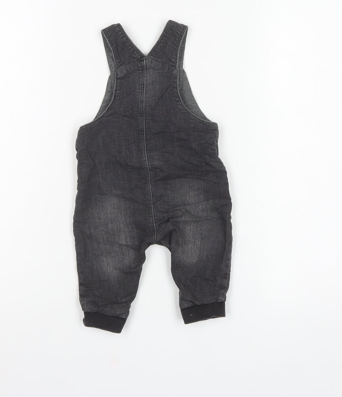 Next Unisex Baby Black 3-6 Months Dinosaur Denim Dungarees