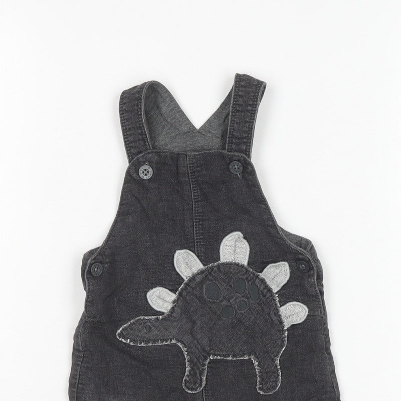Next Unisex Baby Black 3-6 Months Dinosaur Denim Dungarees
