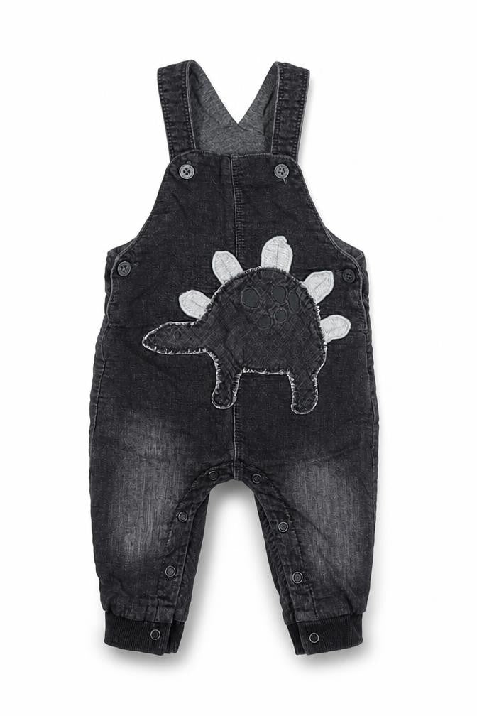 Next Unisex Baby Black 3-6 Months Dinosaur Denim Dungarees