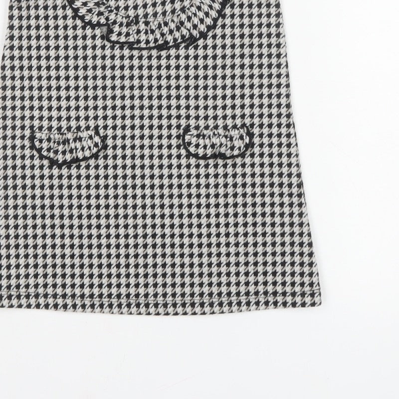 River Island Girls Black Houndstooth Pinafore Dress 12-18 Months
