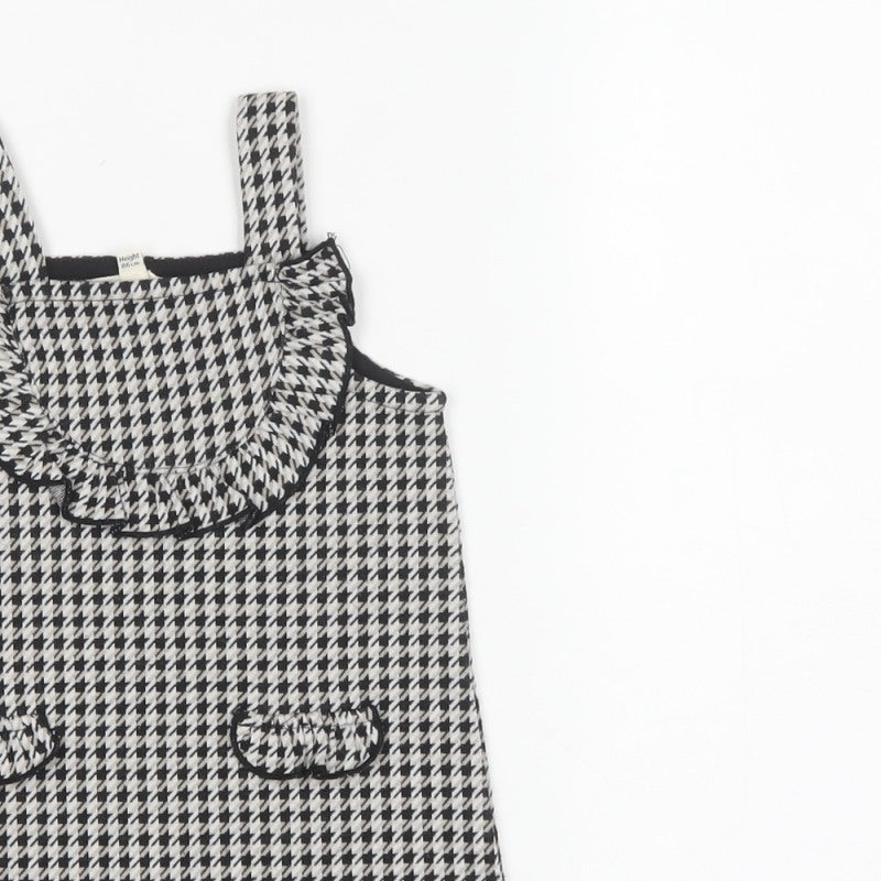 River Island Girls Black Houndstooth Pinafore Dress 12-18 Months