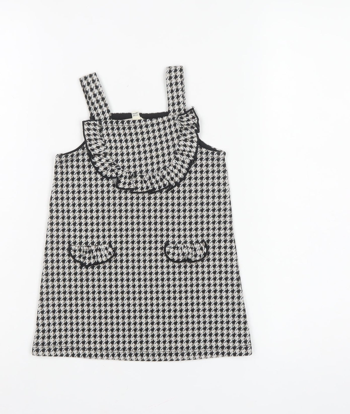 River Island Girls Black Houndstooth Pinafore Dress 12-18 Months