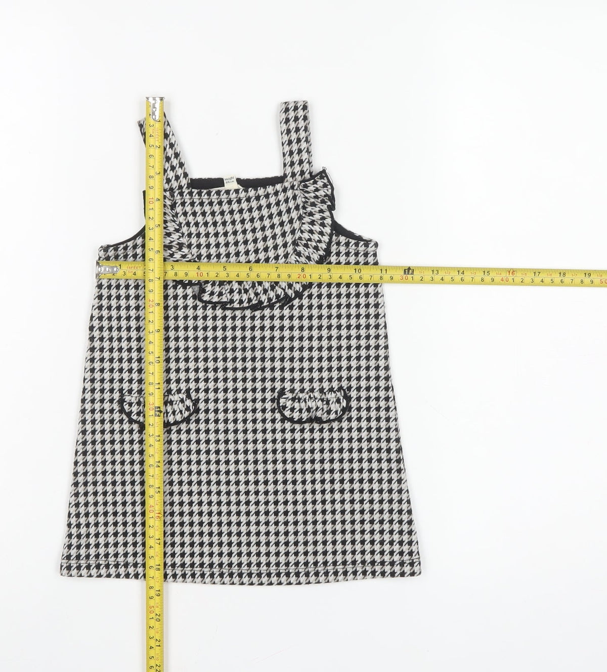 River Island Girls Black Houndstooth Pinafore Dress 12-18 Months