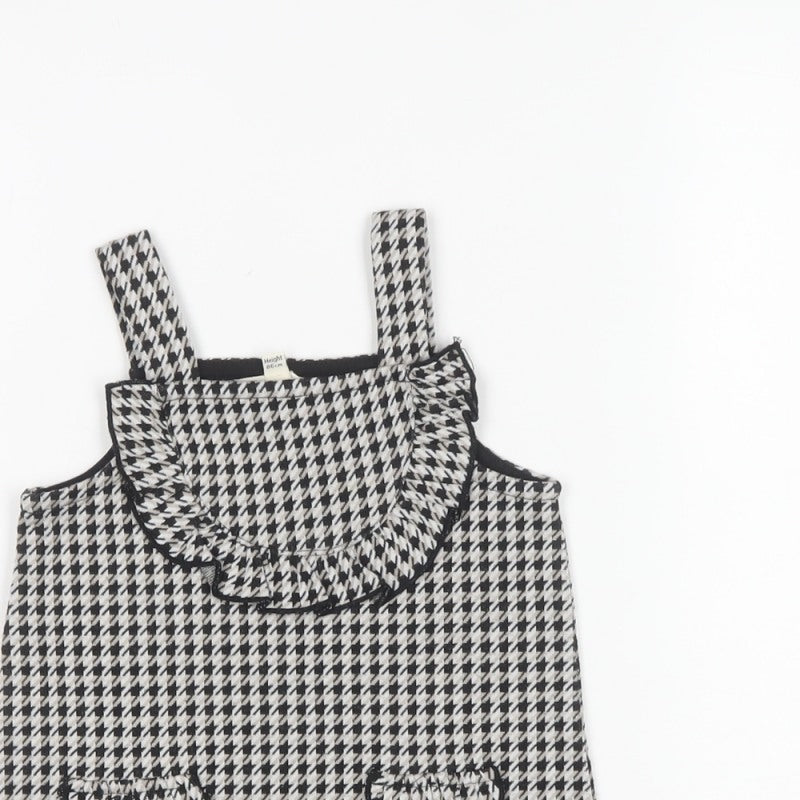 River Island Girls Black Houndstooth Pinafore Dress 12-18 Months