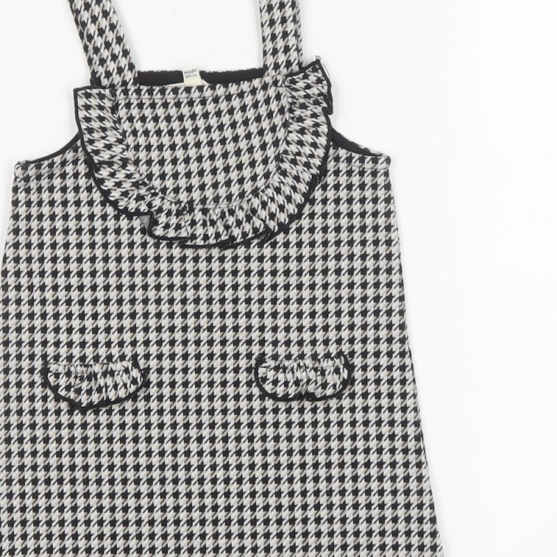 River Island Girls Black Houndstooth Pinafore Dress 12-18 Months