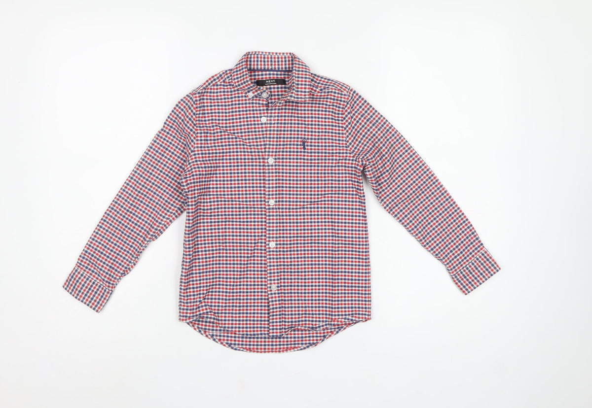 Next Boys Multicoloured Check Shirt 7 Years Cotton Long Sleeve Button-Up