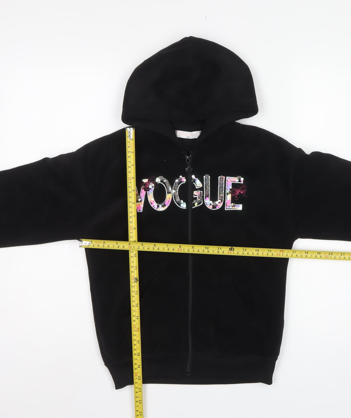 Magic Girl Girls Black 12 Years Full Zip Sequin Vogue Hoodie