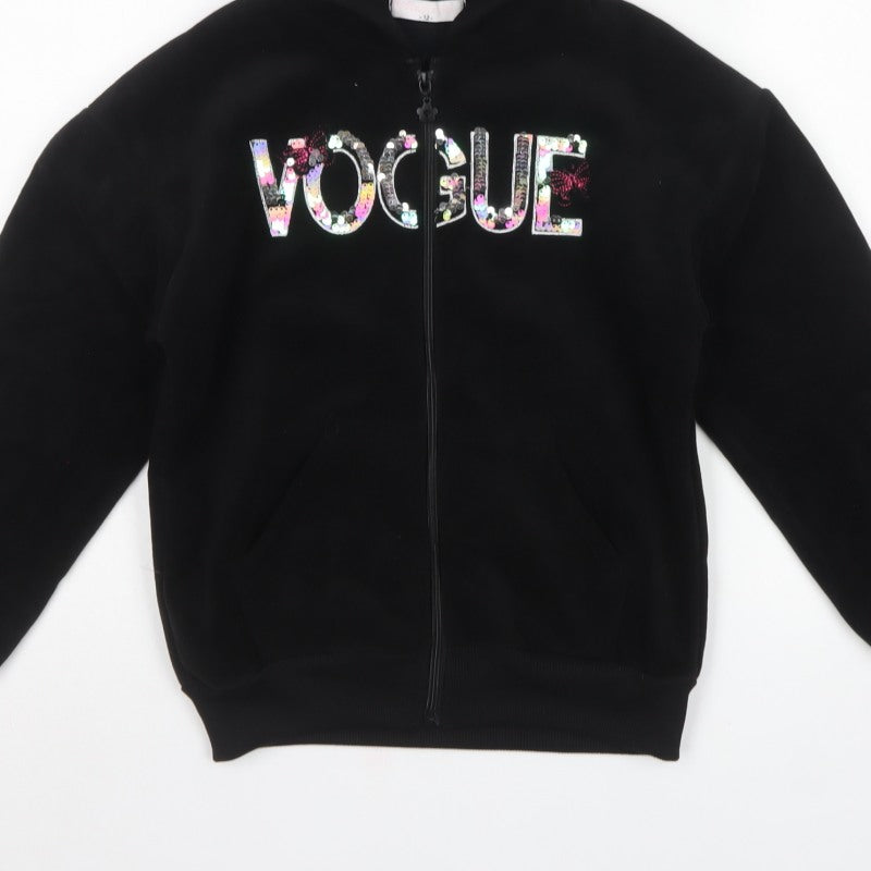Magic Girl Girls Black 12 Years Full Zip Sequin Vogue Hoodie