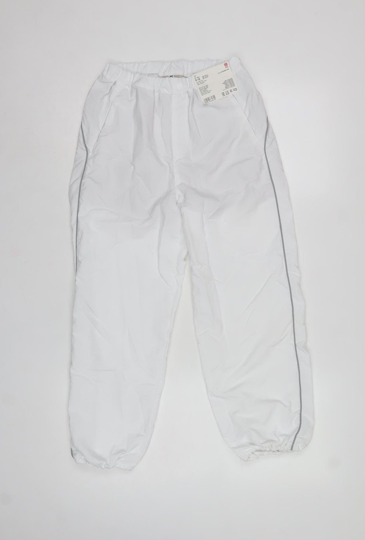 Uniqlo Unisex Kids White Jogger Trousers 9-10 Years Reflective NWT
