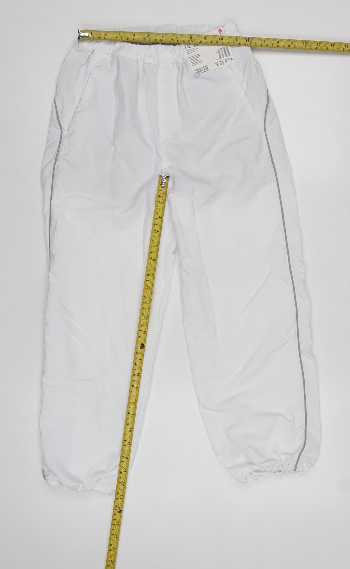 Uniqlo Unisex Kids White Jogger Trousers 9-10 Years Reflective NWT