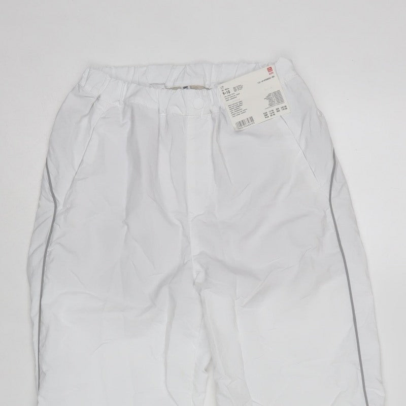 Uniqlo Unisex Kids White Jogger Trousers 9-10 Years Reflective NWT