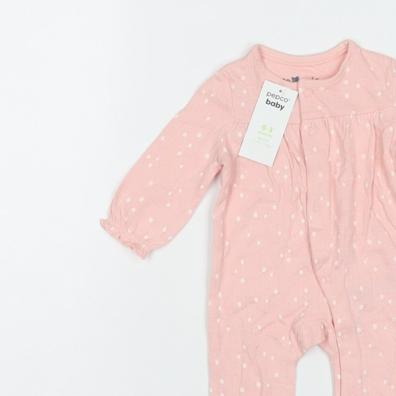 Pepco Baby Girls Pink Polka Dot Bunny Babygrow 0-3 Months