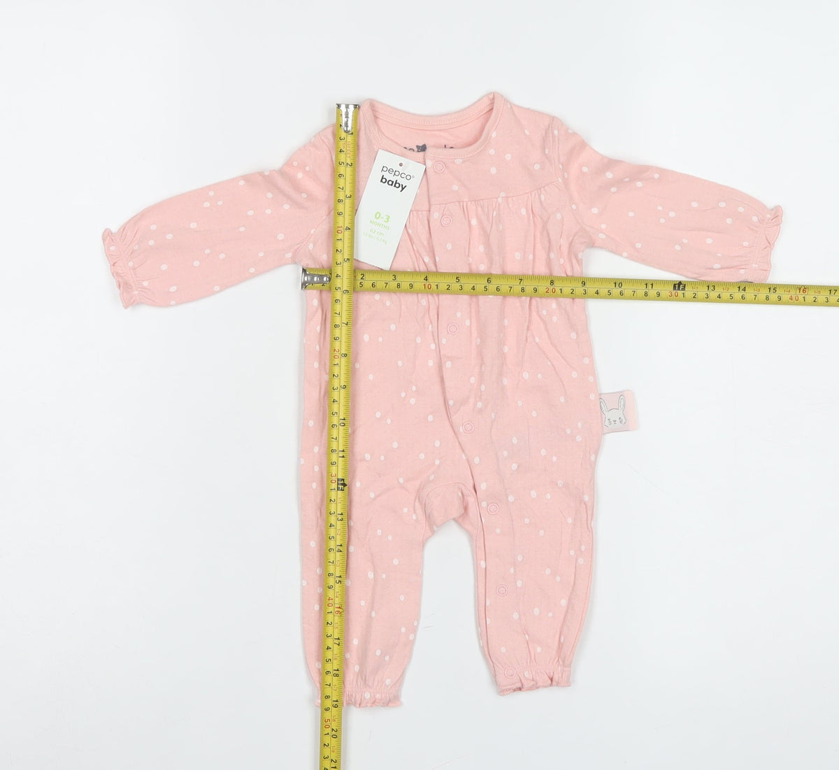 Pepco Baby Girls Pink Polka Dot Bunny Babygrow 0-3 Months