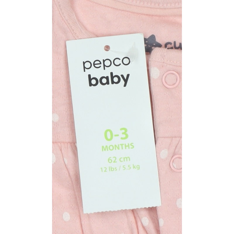 Pepco Baby Girls Pink Polka Dot Bunny Babygrow 0-3 Months