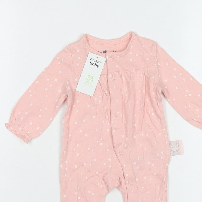 Pepco Baby Girls Pink Polka Dot Bunny Babygrow 0-3 Months